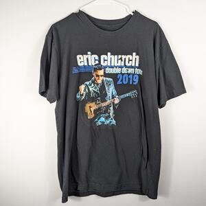 Eric Church 2019 Double Down Tour Shirt Mens L Concert Tee Front Back Graphic